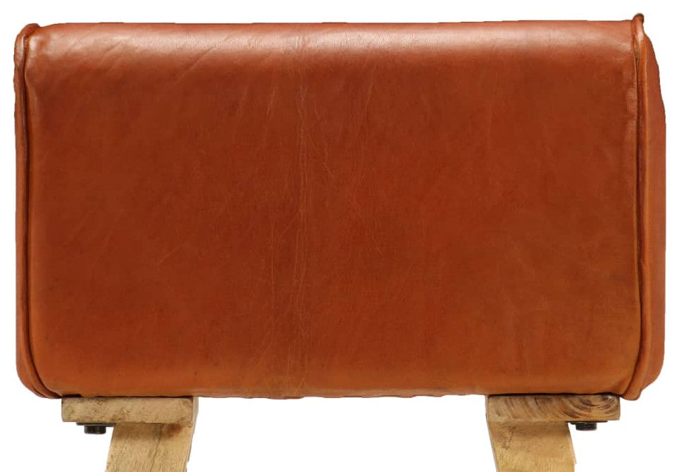 vidaXL Bar Chairs 2 pcs Real Leather and Solid Mango Wood