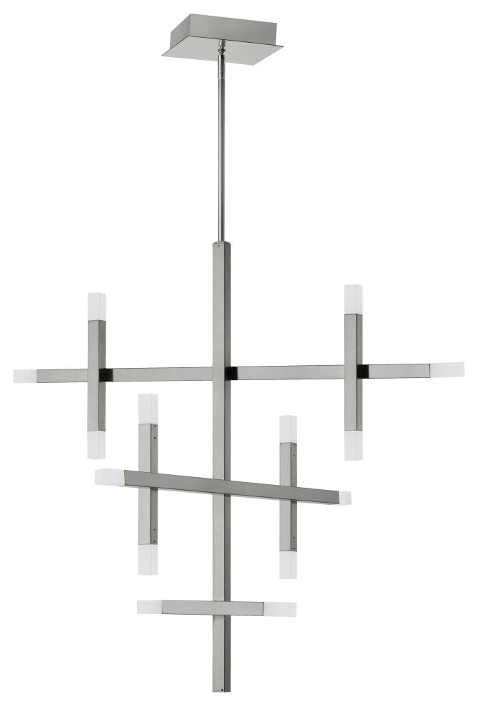 Acasia Contemporary 14 Light Polished Chrome White Metal Chandelier