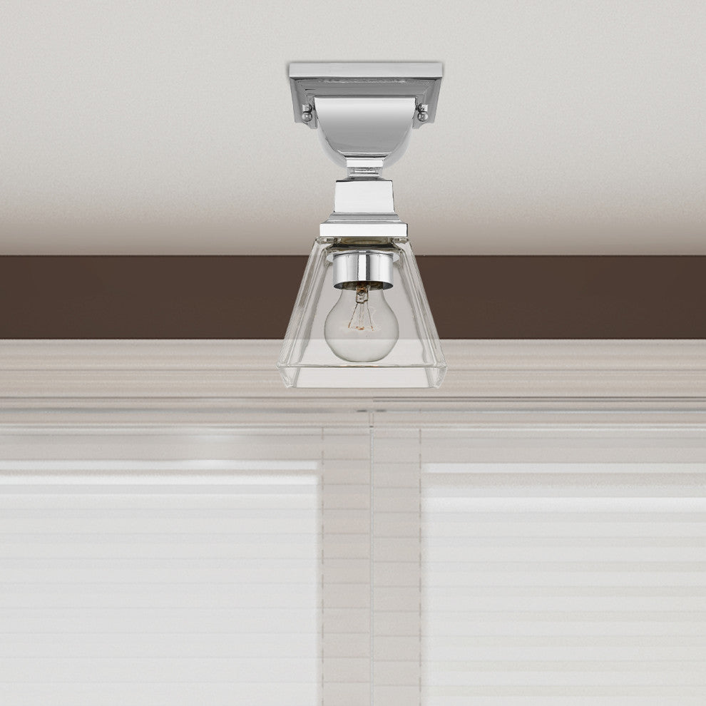 Livex Lighting Mission 1 Light Polished Chrome Semi-Flush