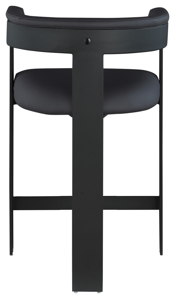 Romeo Upholstered Counter Stool, Set of 2, Black, Vegan Leather, Matte Black