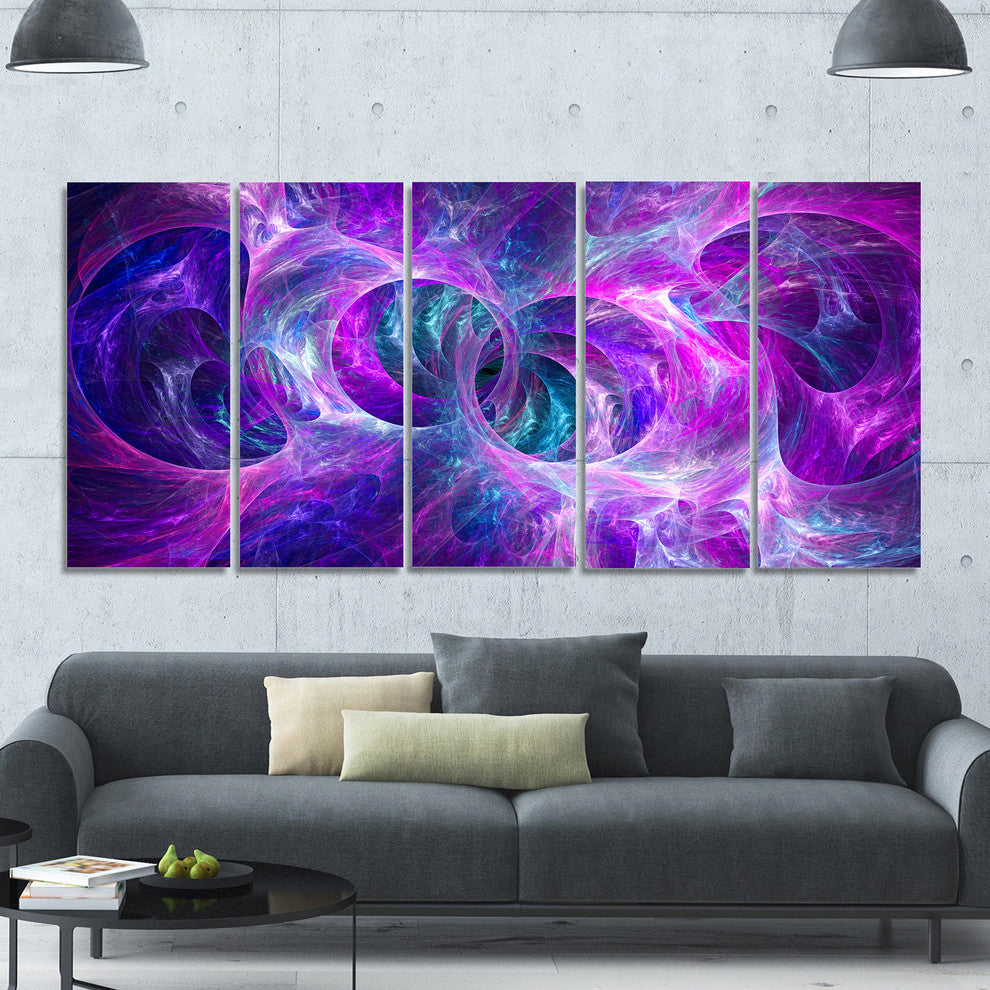Snow Purple Fractal Texture, Abstract Canvas Art Print, 60"x28", 5 Panels