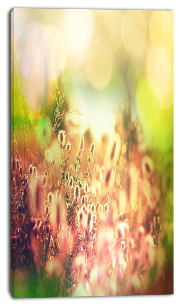 Cute Summer Flowers on Meadow, Floral Canvas Art Print, 16"x32"