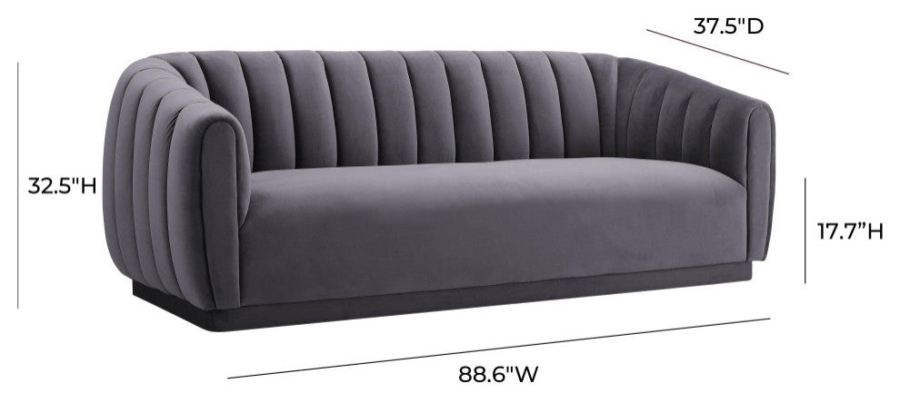 TOV Furniture Arno Grey Velvet Sofa