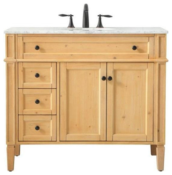 Elegant Decor Park Avenue 40" Aluminum MDF Single Bathroom Vanity - Natural Wood