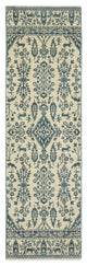 Fabienne Bordered Botanical Indoor Ivory/Blue Area Rug, Ivory, 2'3"x7'6"