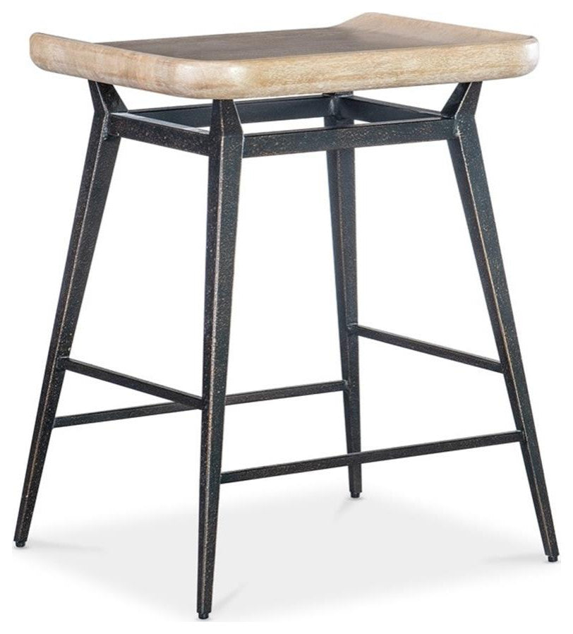 Retreat Wood and Metal Stool in Dune Beige by Hooker Furniture