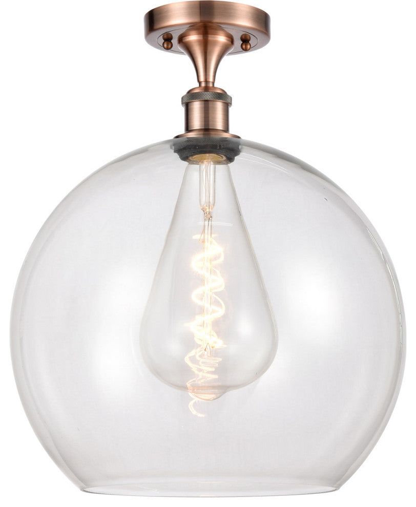 Innovations 516-1C-AC-G122-14 1-Light Semi-Flush Mount, Antique Copper