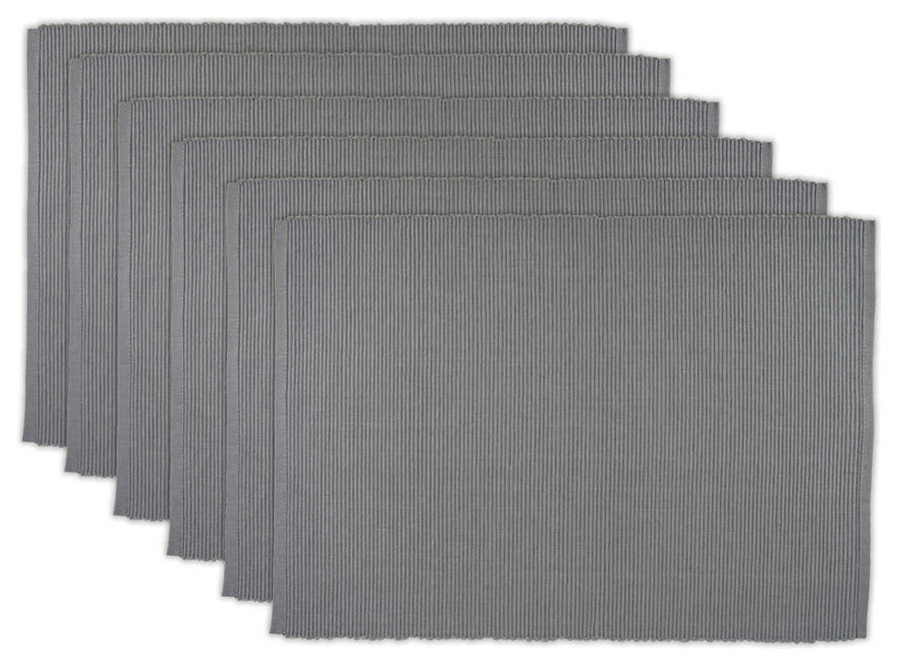 DII Gray Ribbed Placemat, Set of 6
