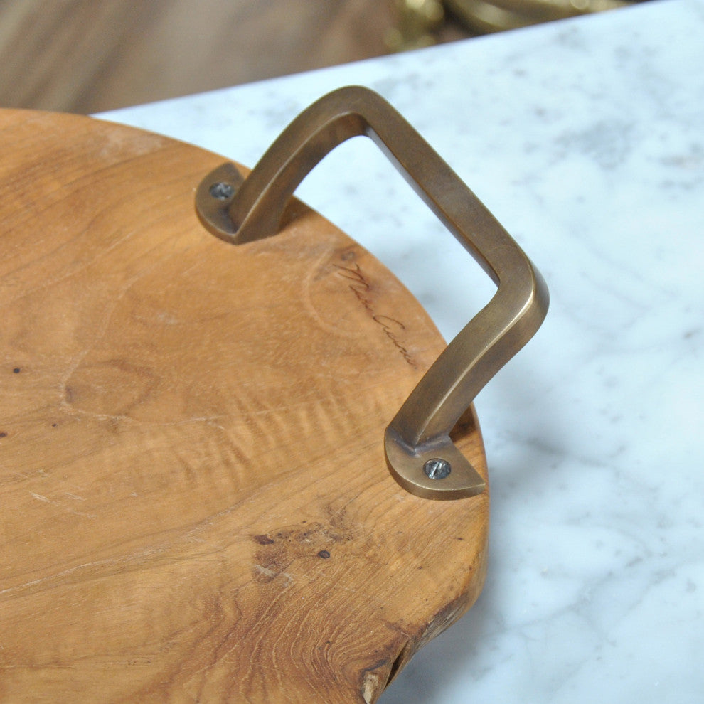 Teak Serving Platter "“ Brass Handles