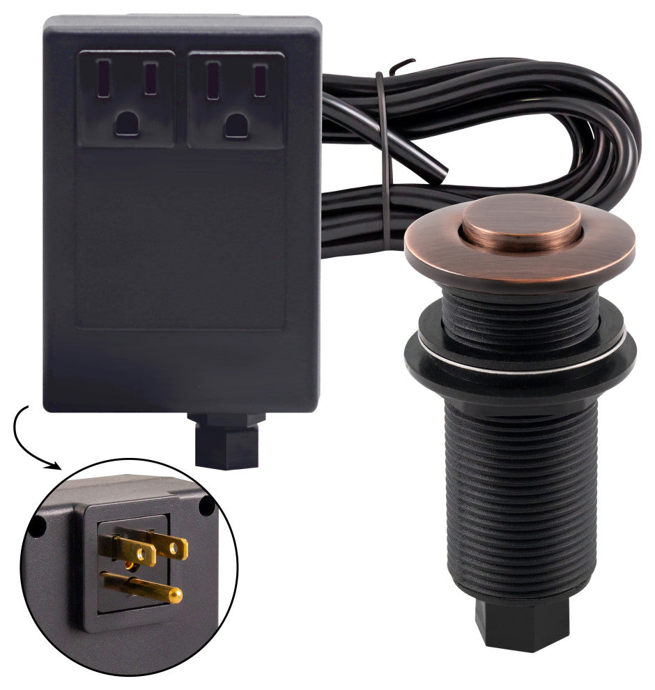 Disposal Air Switch and Dual Outlet Control Box, Antique Copper
