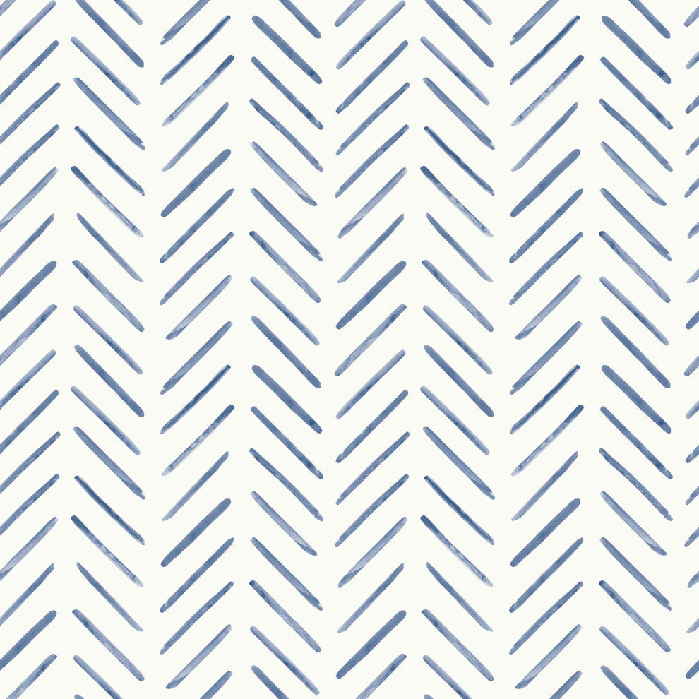 Navy Painted Herringbone Peel & Stick Wallpaper