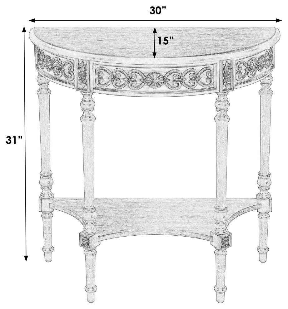 Danelle Demilune 30" Console Table, Antique Cherry