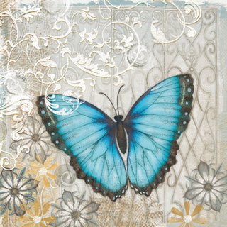 "Light Blue Butterfly" Painting Print on Wrapped Canvas