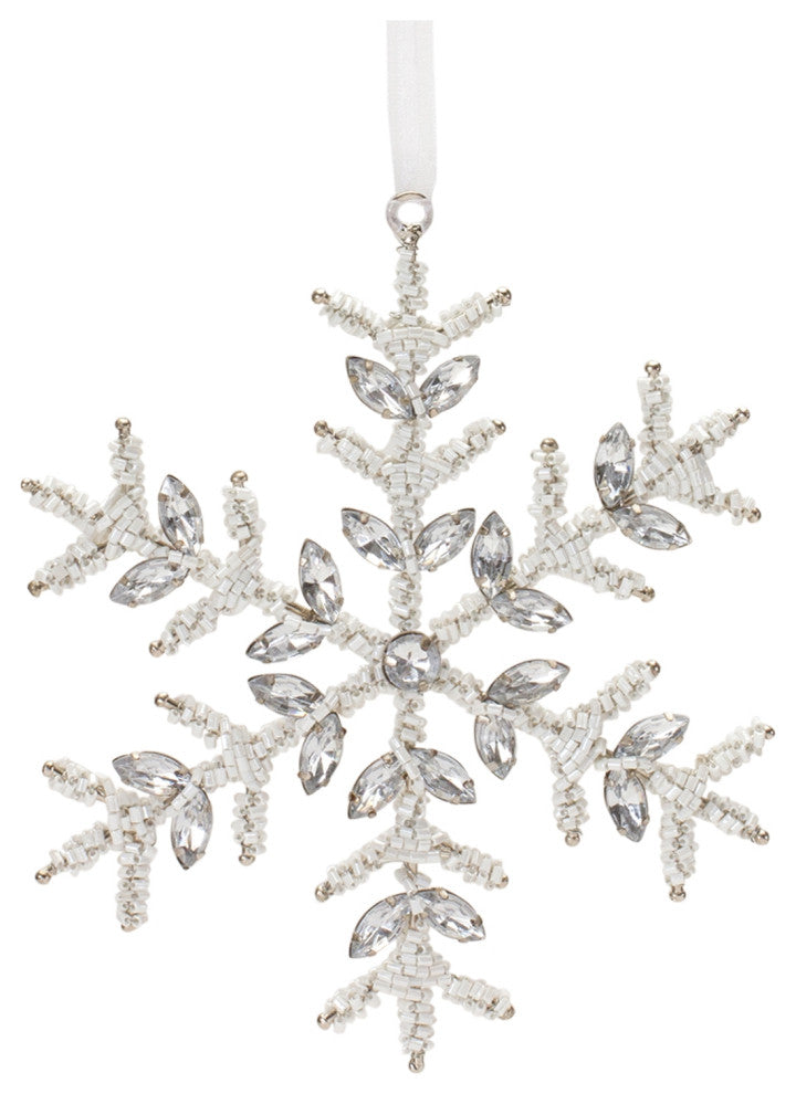Jeweled Metal Snowflake Ornament, 12-Piece Set