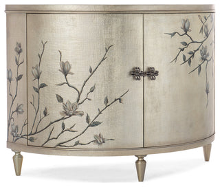 Front-facing curved-front chest with floral motif on white background; duplicate product view.