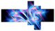 Blue Fractal Flower in Space, Floral Art Canvas Print, 60"x32", 5 panels