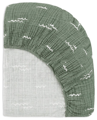 Crib Sheet, GOTS Certified Organic Muslin Cotton, Ocean Waves