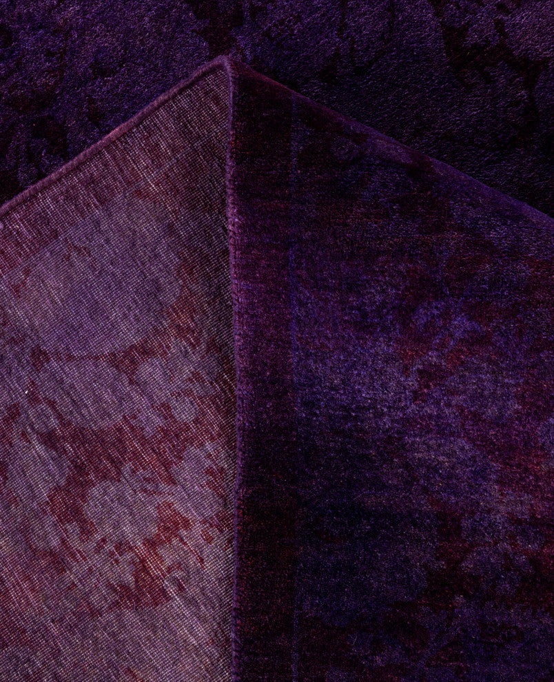 Overdyed One-of-a-Kind Hand-Knotted Area Rug Purple, 10' 2" x 13' 4"