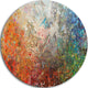 Board Stained Abstract Art, Abstract Round Metal Wall Art, 11"