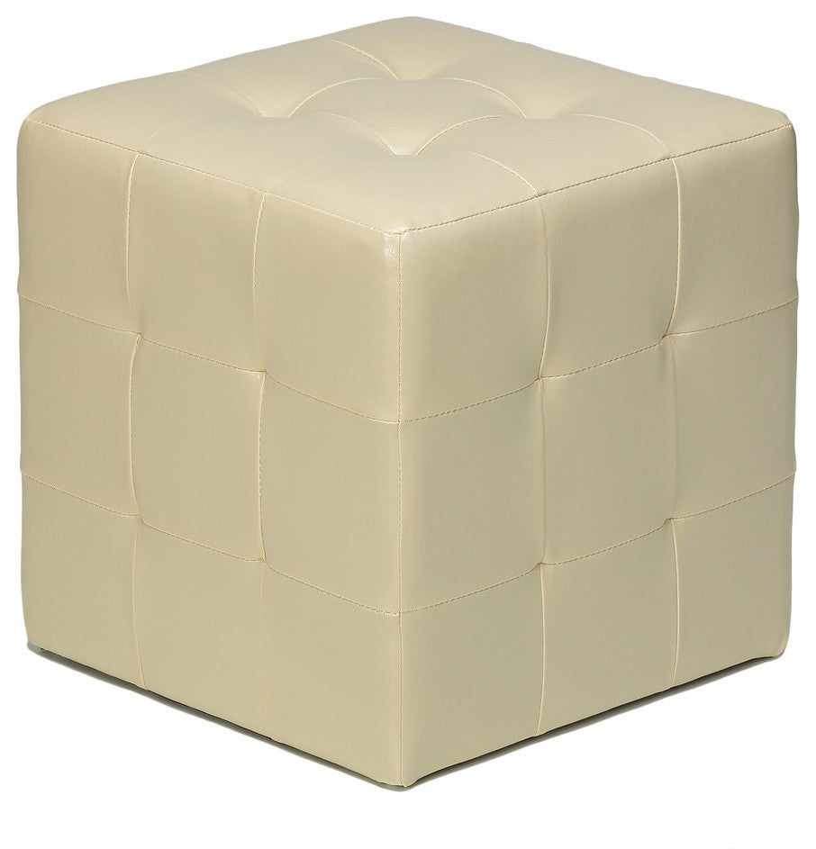 Braque Cube Ottoman, Ivory