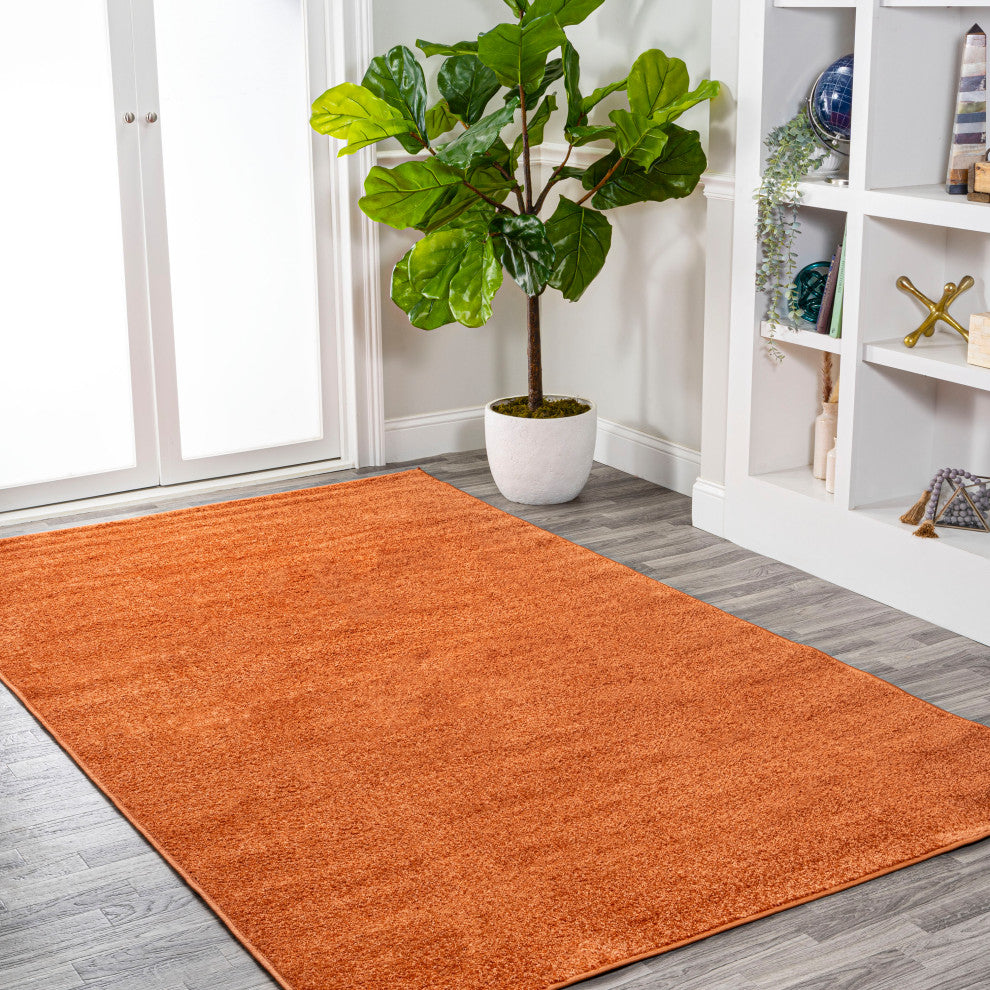 Haze Solid Low-Pile Orange 9 ft. x 12 ft. Area Rug
