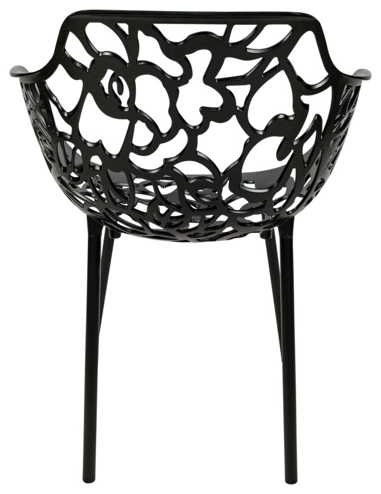 LeisureMod Modern Devon Aluminum Chair, Set of 2 Black