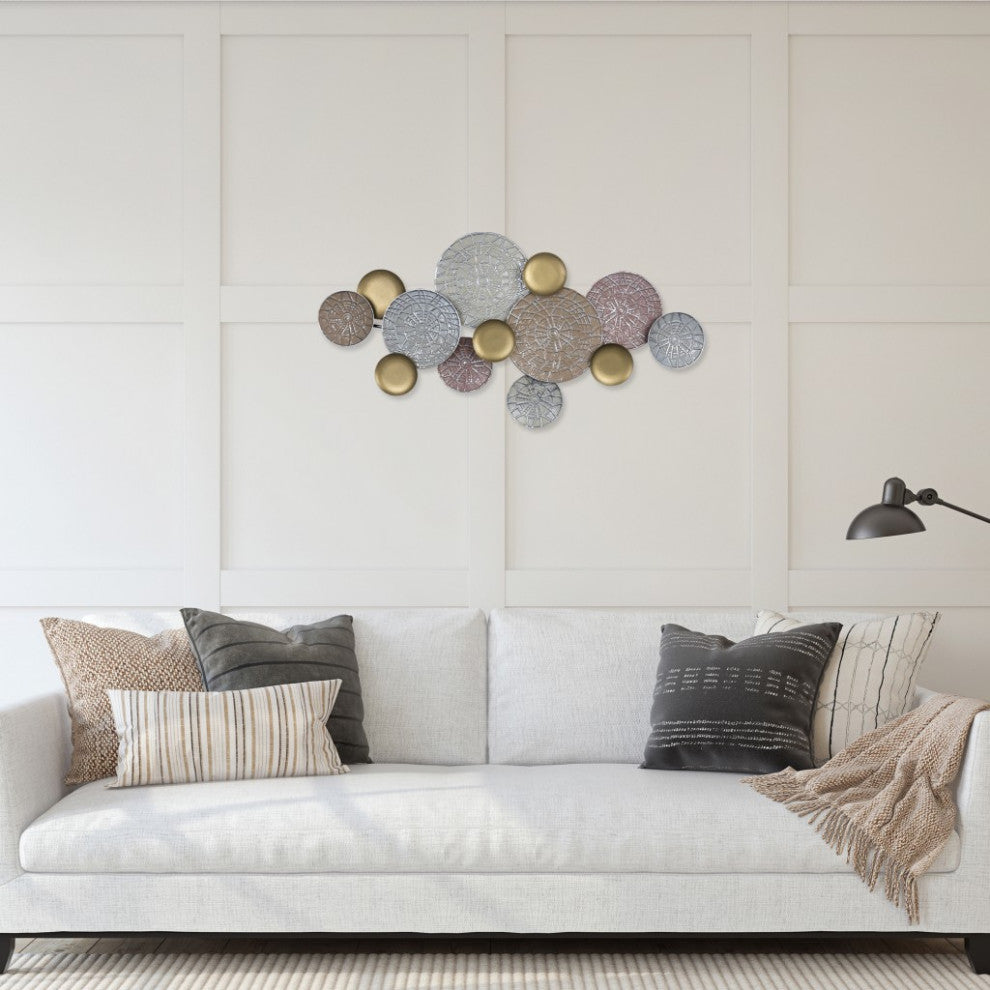 Pink and Gold Metal Plate Wall D"cor