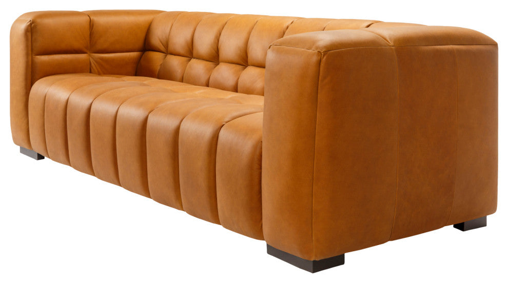 Grenoble 29"H x 94"W x 34"D Sofa, Brown, 100% Leather