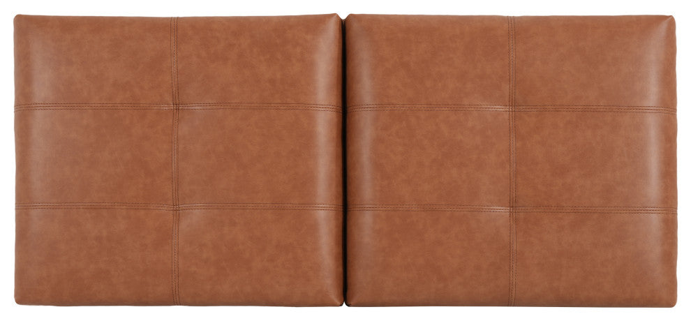 Murray Double Opening Leather Storage Ottoman, Light Brown