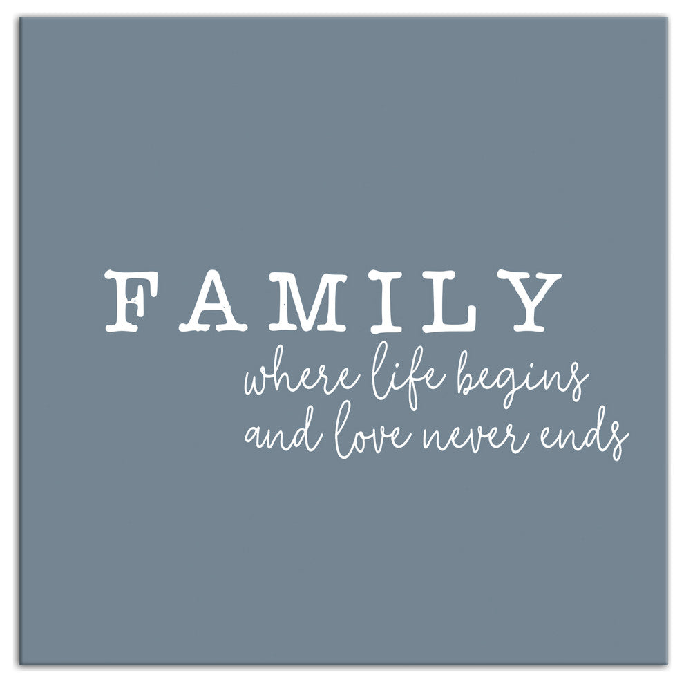 Family Where Life Begins 12x12 Canvas Wall Art
