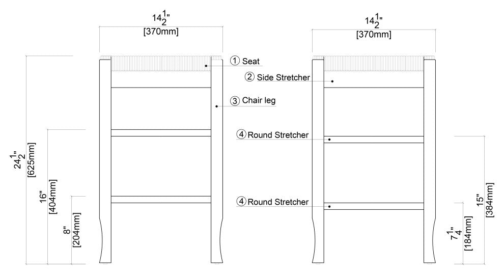 Square Rush Backless Counter Bar Stool, Oak