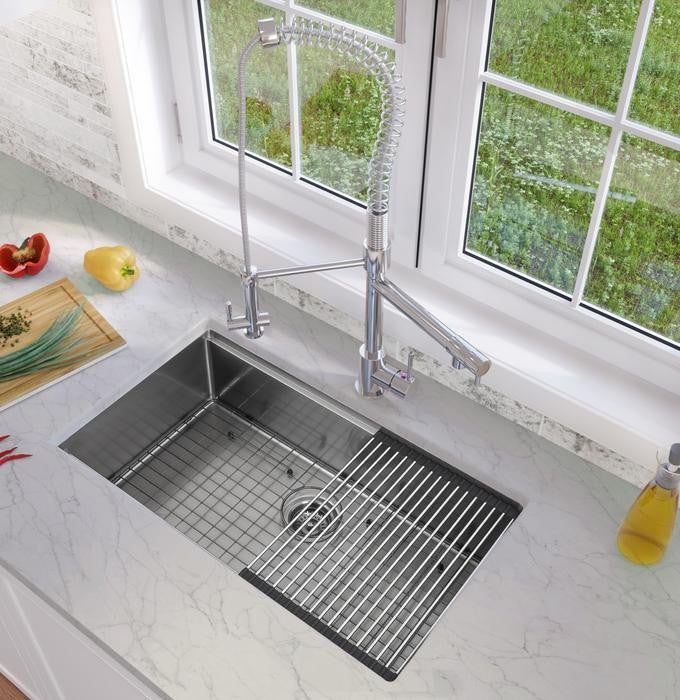 32 in. Single Bowl Undermount Kitchen Sink with in PVD Gunmetal