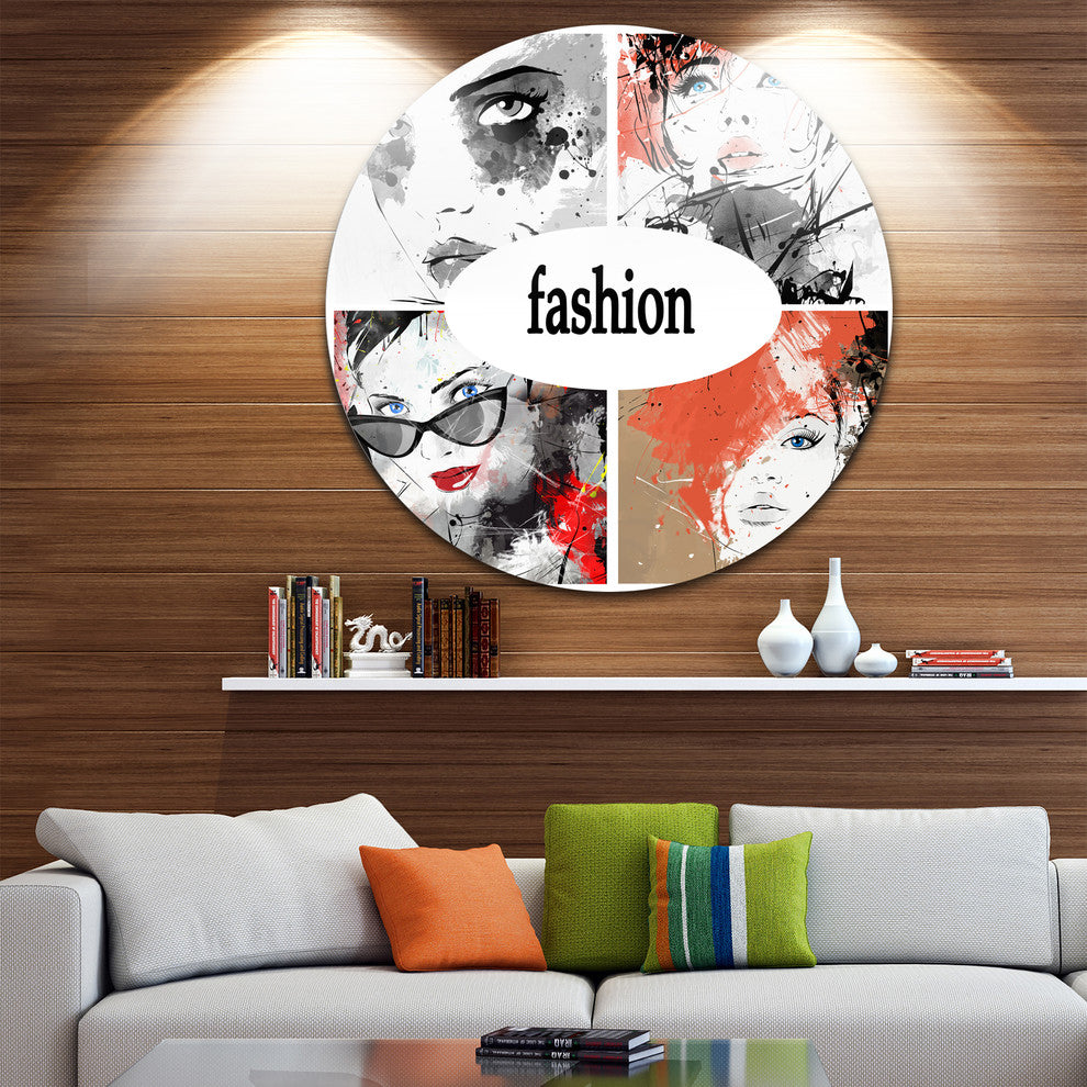 Collage Of Girls, Portrait Digital Art Large Disc Metal Wall Art, 11"