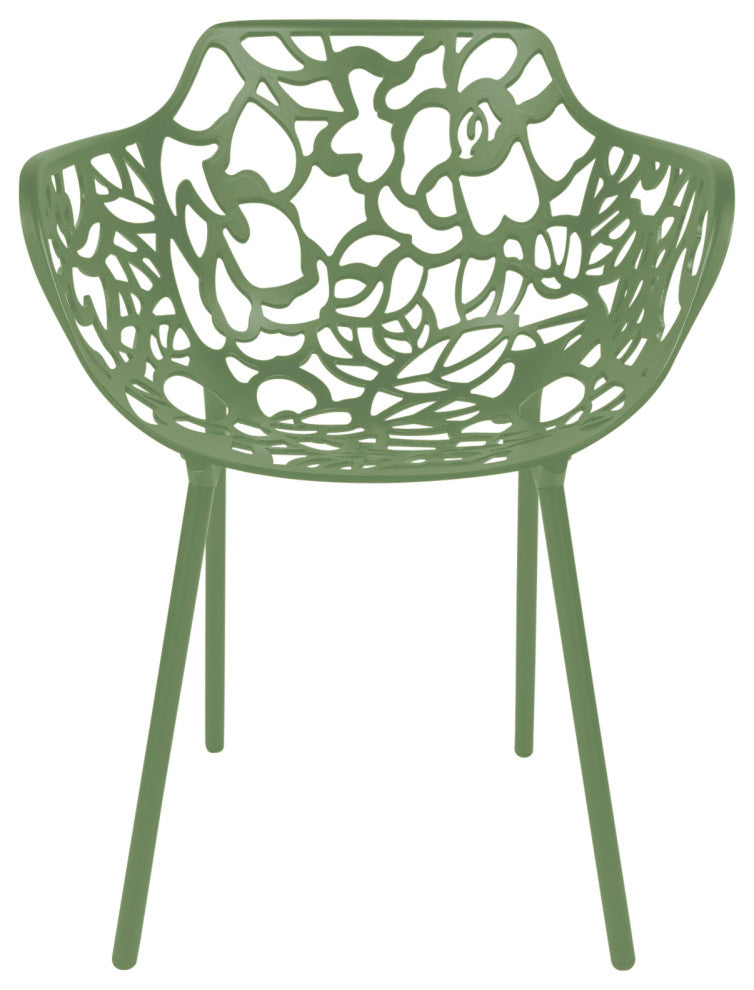 Leisuremod Modern Devon Aluminum Chair With Arm, Khaki Green