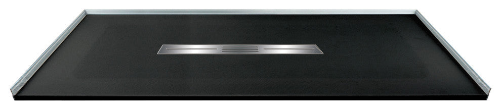 Transolid 60-in L x 31.5-in W Zero Threshold Center Drain Shower Base, Black