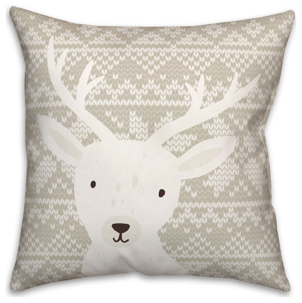 Tan Winter Deer 16x16 Spun Poly Pillow