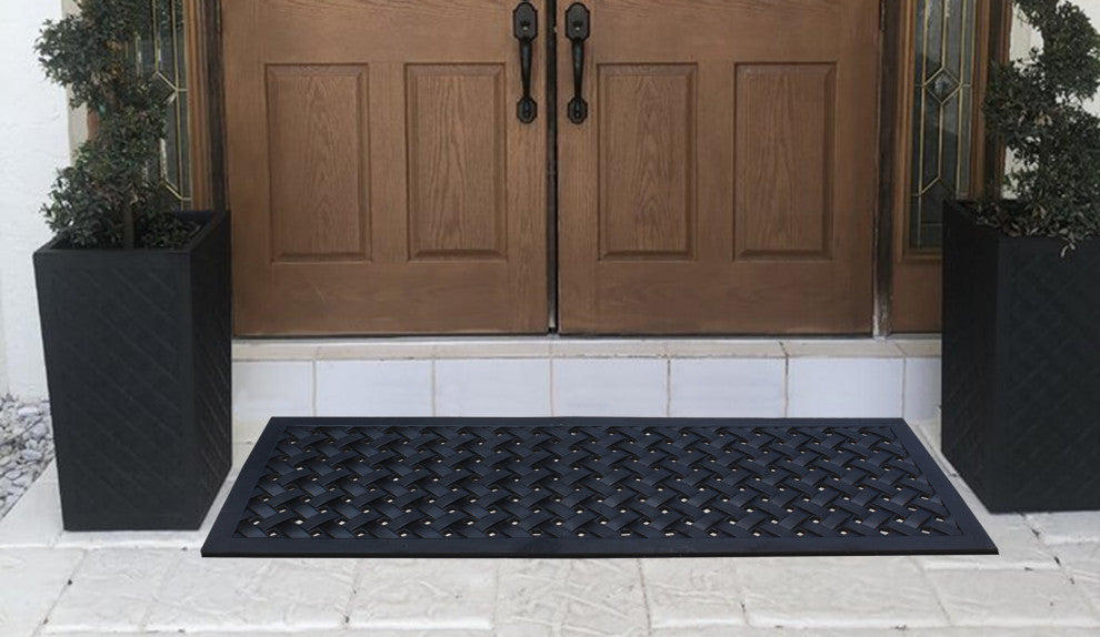 A1HC Heavy Weight Albertina Indoor/Outdoor Durable Rubber Doormat 18"X48", Black