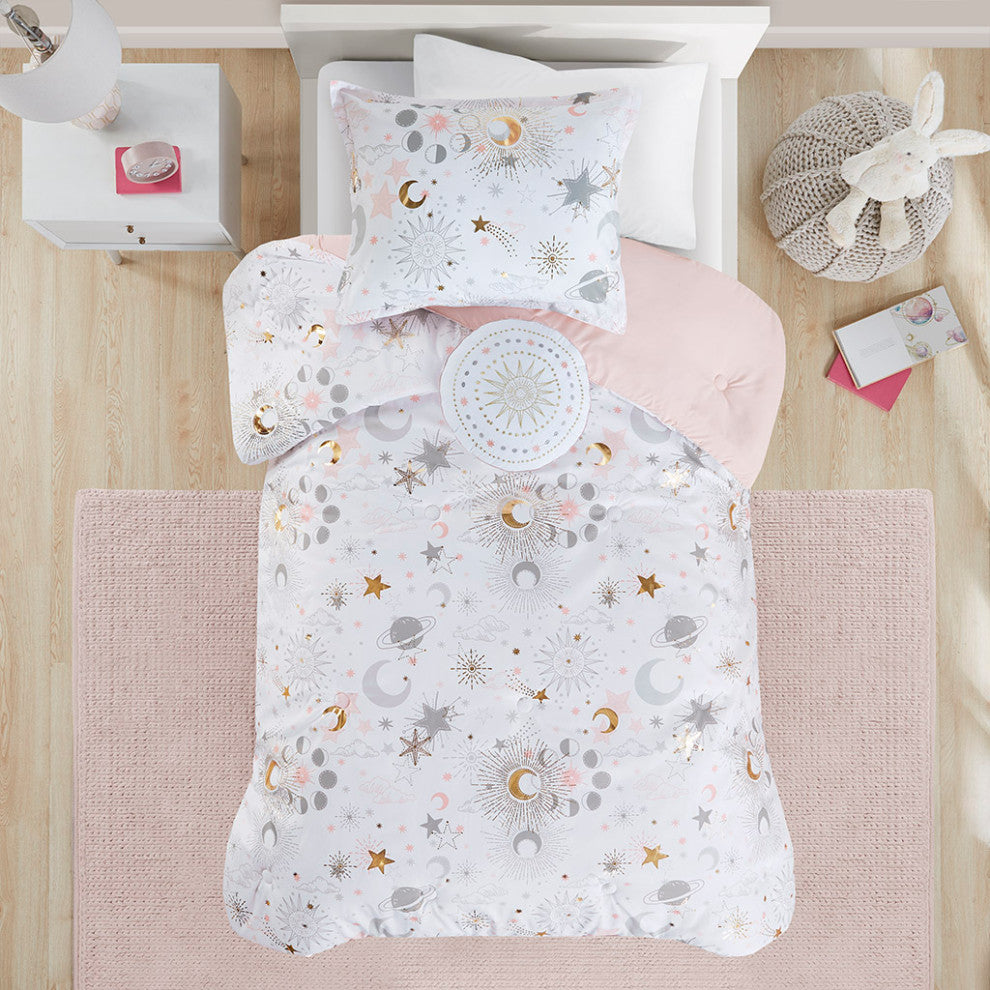 Mi Zone Kids Celia Starry Sky Metallic Comforter Set with Throw Pillow