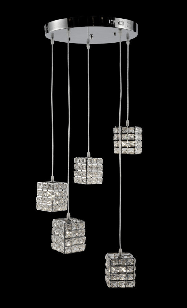 Artistry Lighting, LED Square Crystal Pendant 5-Light