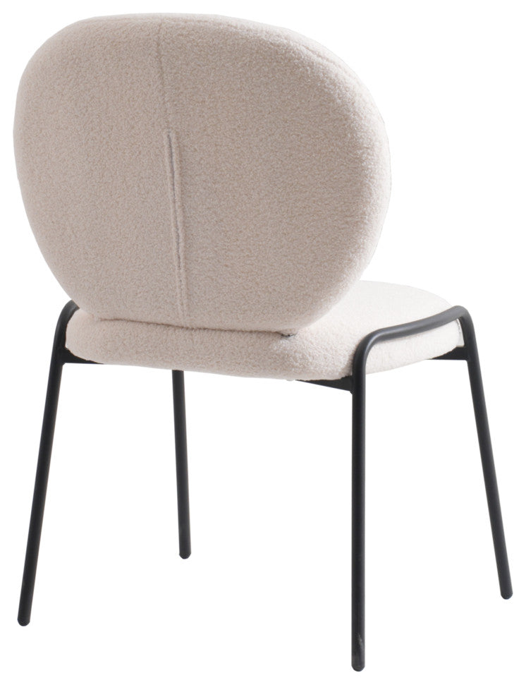 Boucle Dining Side Chair with Black Powder Coated Iron Frame