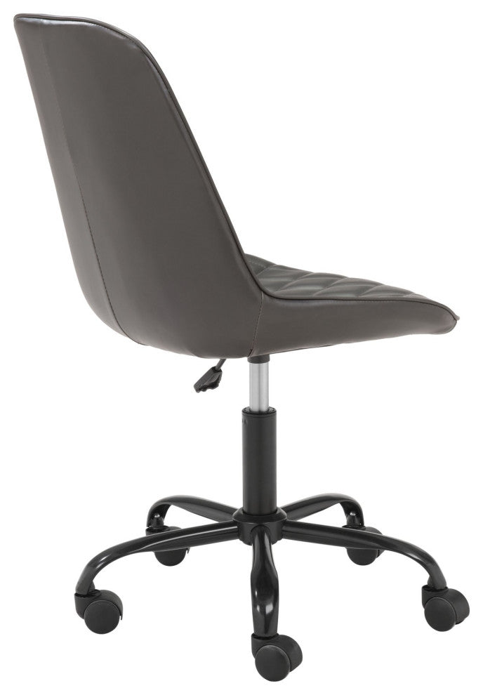 Computer Chair, Faux Vinyl Leather, Steel, Gray, Black, Business Office