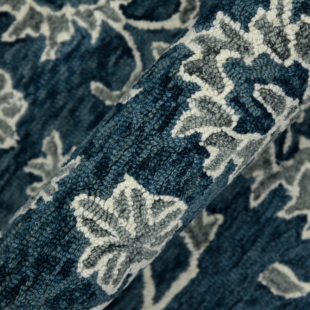 Romania Hope Area Rug, Navy, 2'' x 3'', Floral