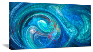 Dark Blue Fractal Abstract Texture, Oversized Abstract Canvas Wall Art, 60x28