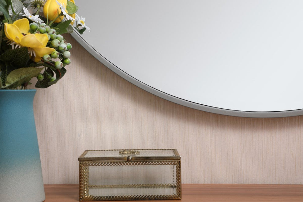Elegant Decor MR4037GR Metal Frame Round Mirror, 32" Gray