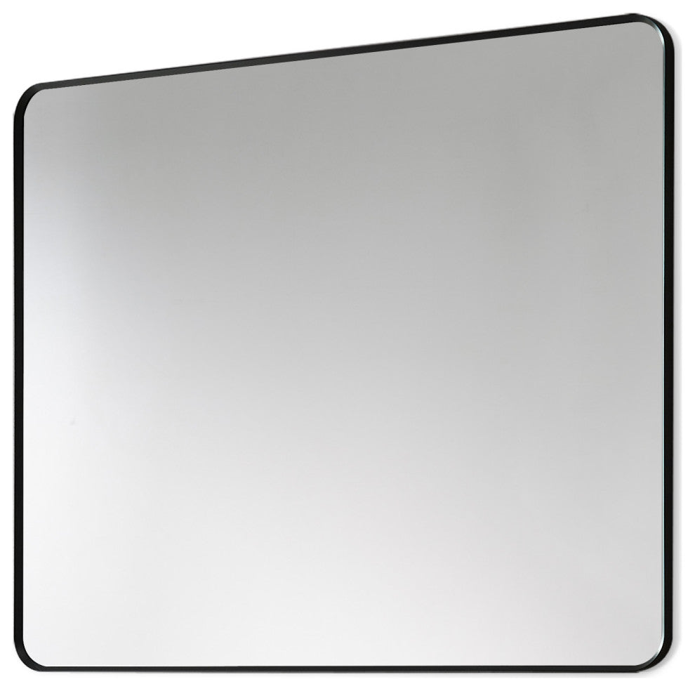 Nettuno Rectangle Bathroom/Vanity Aluminum Framed Wall Mirror, Matt Black, 36"