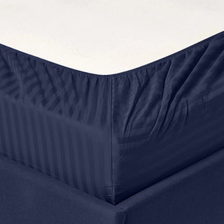 600 Thread Count 100% Cotton Stripe Sheet Set, Navy, California King
