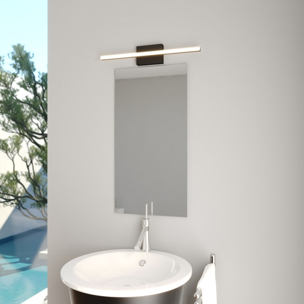 Ashburn 24" Integrated LED Matte Black Bath Bar Vanity Light White Shade