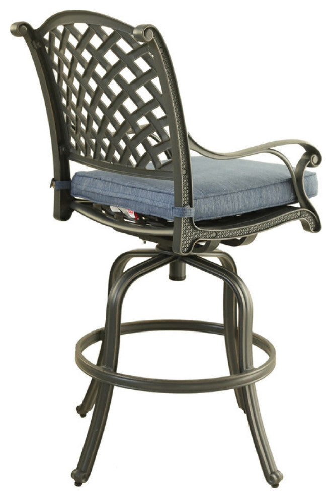 Benzara BM272247 28" Outdoor Patio Metal Bar Stool, Set of 2, Blue