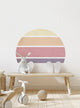 Retro Rising Sun Peel and Stick Vinyl Wall Sticker, Whisper, Small
