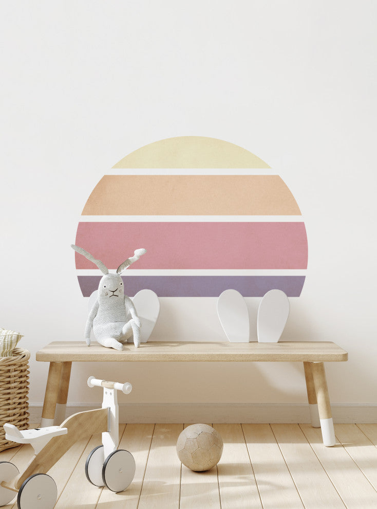 Retro Rising Sun Peel and Stick Vinyl Wall Sticker, Whisper, Small